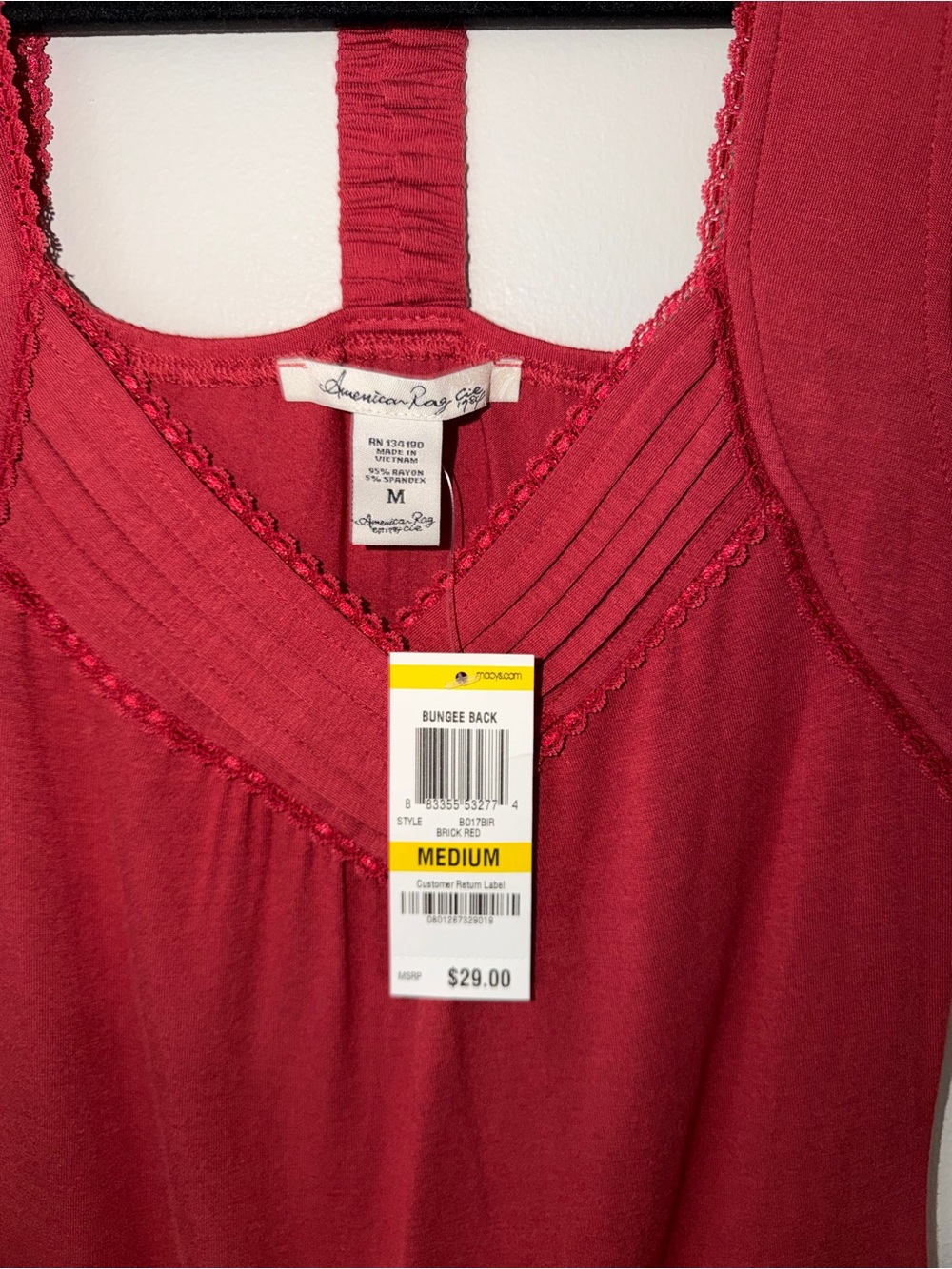 American Rag NWT Brick Red Bungee Back Tank Top Medium - Picture 3 of 8